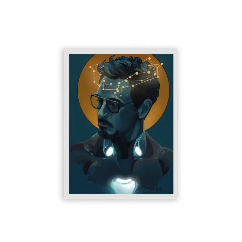 Iron Man 'Illuminated Intellect' Framed Poster White Hard Fiber