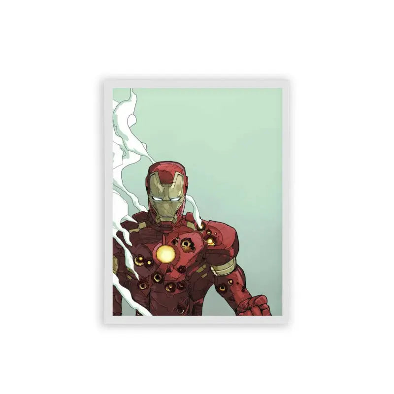 Iron Man 'The Steampunk Avenger' Framed Poster White Hard Fiber