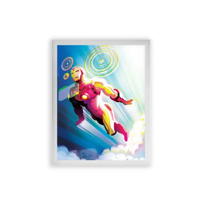 Iron Man 'Soaring High' Framed Poster White Premium Wood