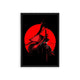 Japanese Culture 'The Red Moon Ronin' Framed Poster Black Hard Fiber