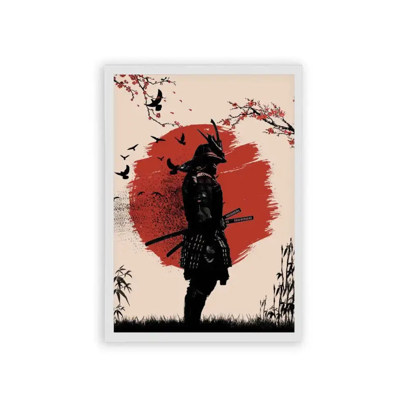 Japanese Culture 'Heart of the Samurai' Framed Poster White Hard Fiber