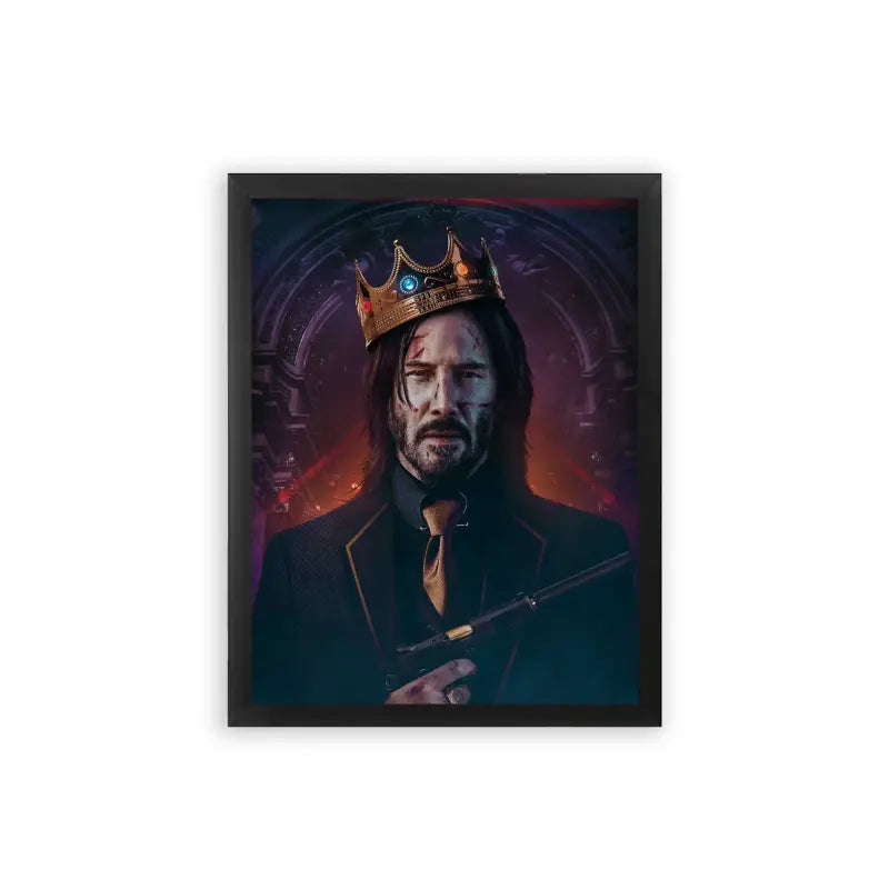 John Wick 'Assassin King' Framed Poster Black Premium Wood