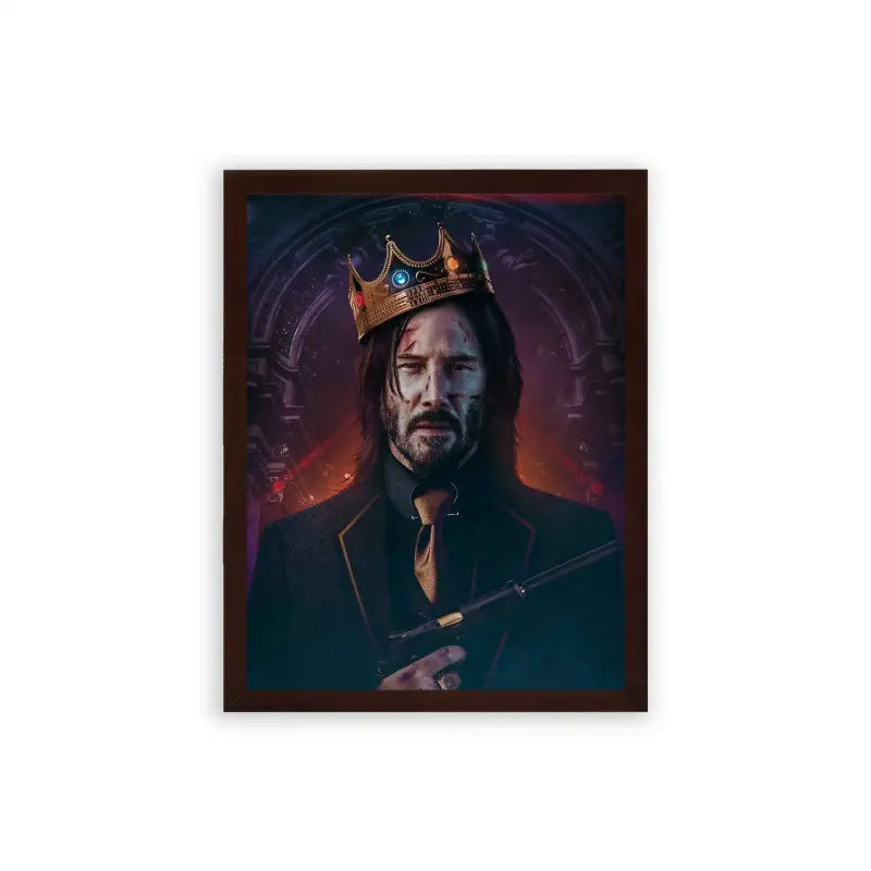 John Wick 'Assassin King' Framed Poster Brown Premium Wood