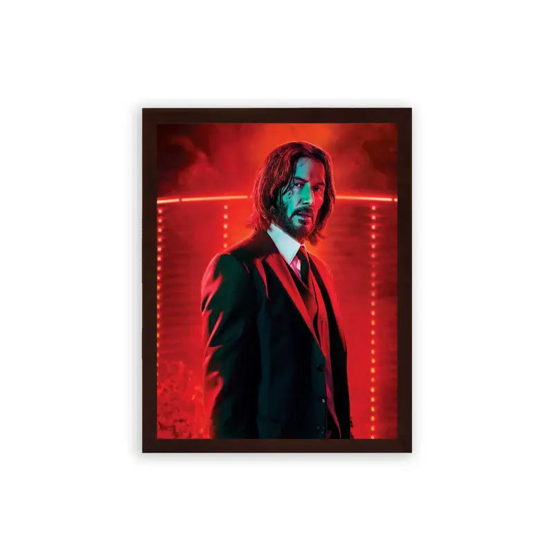 John Wick 'The Red Reckoning' Framed Poster Brown Premium Wood