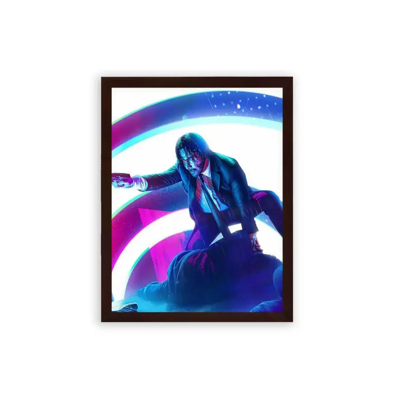 John Wick 'Wicked' Framed Poster Brown Premium Wood