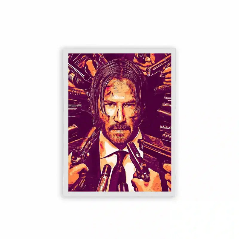 John Wick 'Retribution' Framed Poster White Hard Fiber