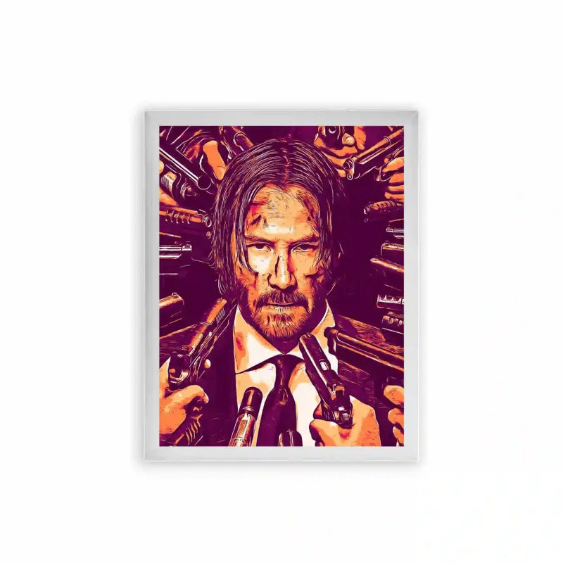 John Wick 'Retribution' Framed Poster White Premium Wood