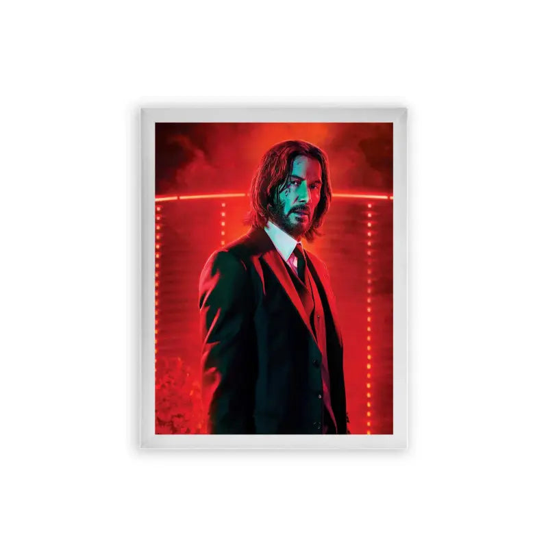 John Wick 'The Red Reckoning' Framed Poster White Premium Wood