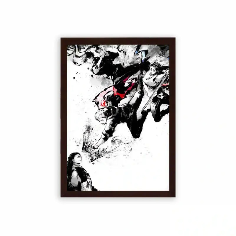 Jujutsu Kaisen 'The Duel' Framed Poster Brown Premium Wood