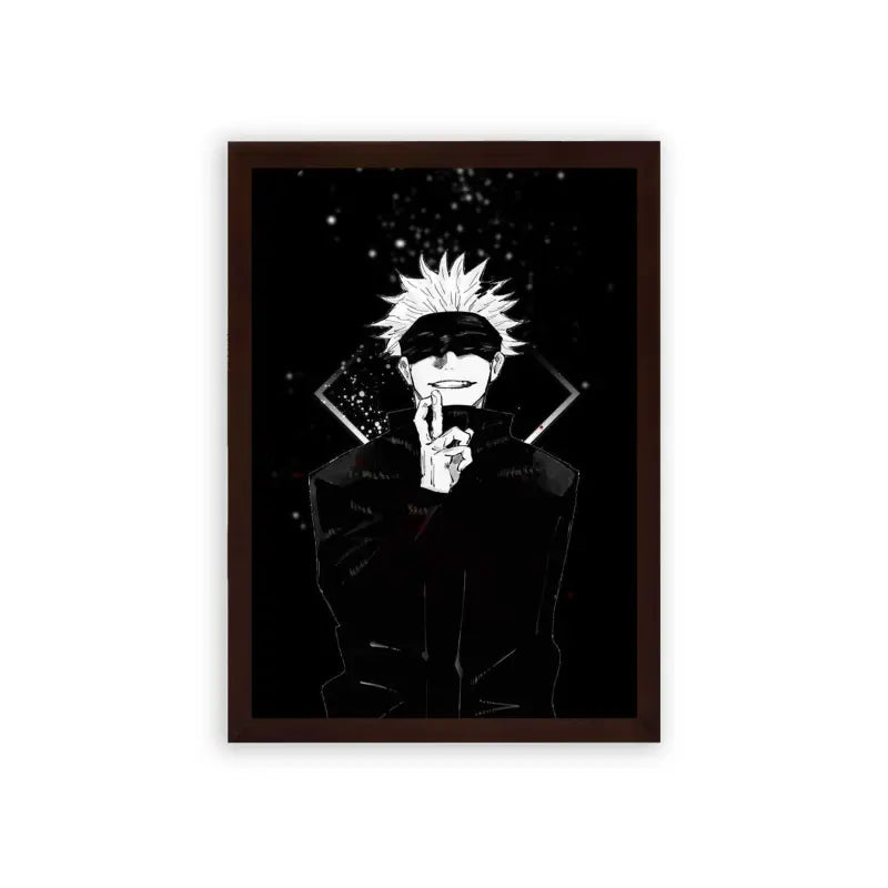 Jujutsu Kaisen 'Enigmatic Energy' Framed Poster Brown Premium Wood