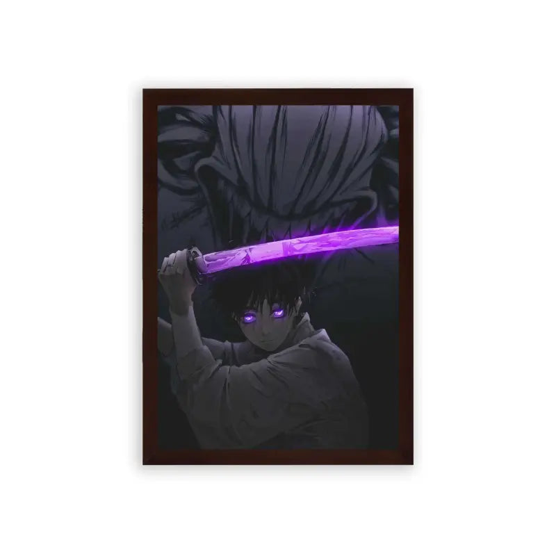 Jujutsu Kaisen 'Infernal Eyes' Framed Poster Brown Premium Wood