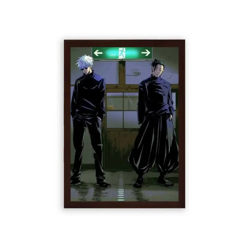 Jujutsu Kaisen 'Sorcerers at the Crossroads' Framed Poster Brown Premium Wood