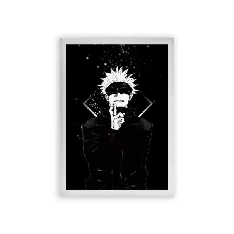 Jujutsu Kaisen 'Enigmatic Energy' Framed Poster White Premium Wood