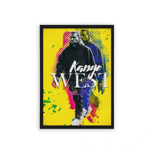 Kanye West 'Halftone' Framed Poster Black Hard Fiber