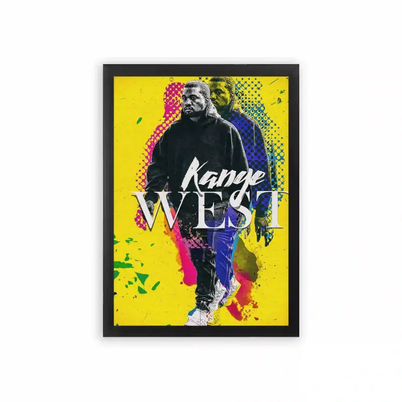 Kanye West 'Halftone' Framed Poster Black Premium Wood