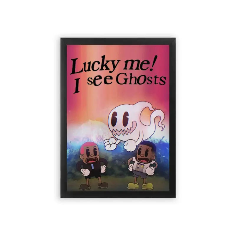 Kanye West 'Lucky Me I See Ghosts' Framed Poster Black Premium Wood