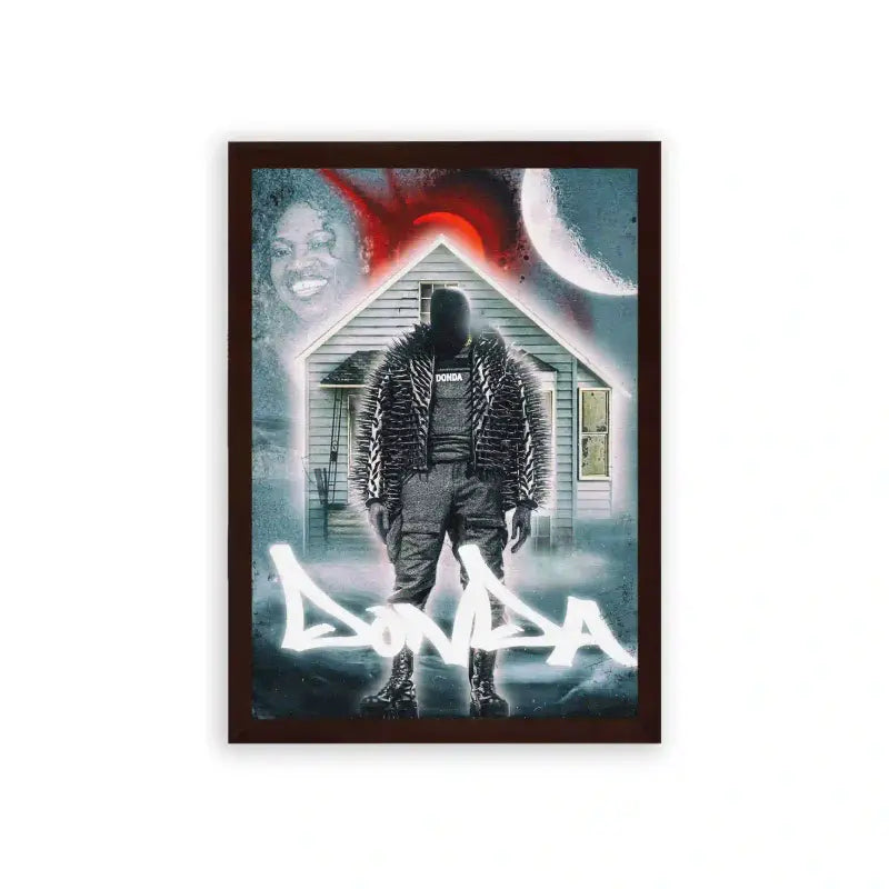 Kanye West 'Ode to Donda' Framed Poster Brown Premium Wood