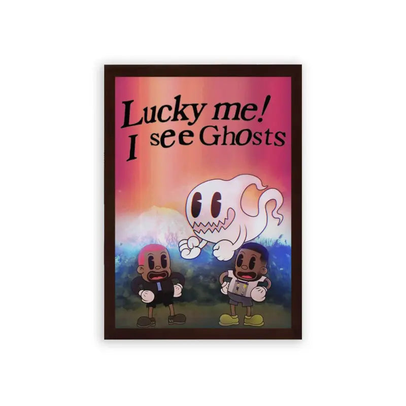 Kanye West 'Lucky Me I See Ghosts' Framed Poster Brown Premium Wood