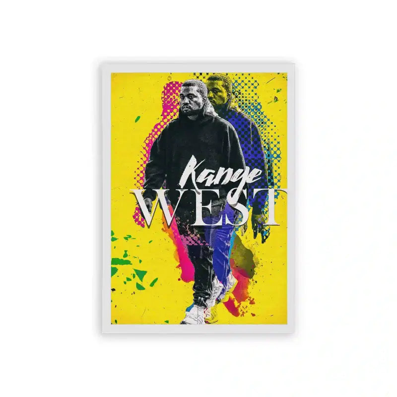 Kanye West 'Halftone' Framed Poster White Hard Fiber