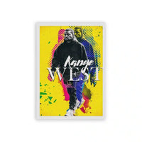 Kanye West 'Halftone' Framed Poster White Hard Fiber