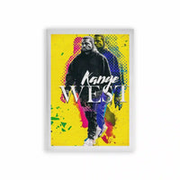 Kanye West 'Halftone' Framed Poster White Premium Wood