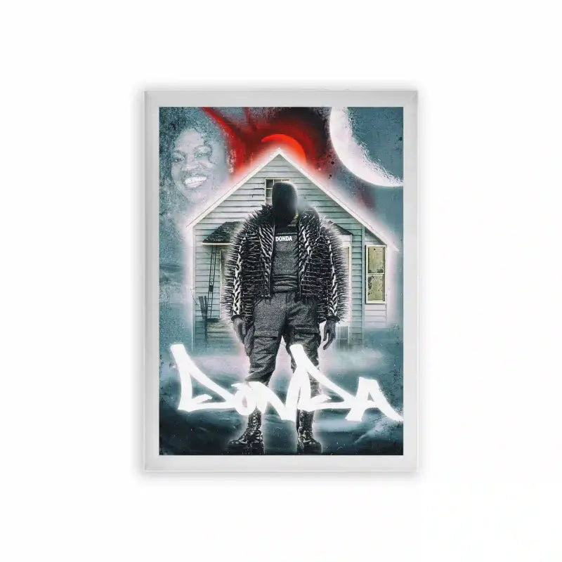 Kanye West 'Ode to Donda' Framed Poster White Premium Wood