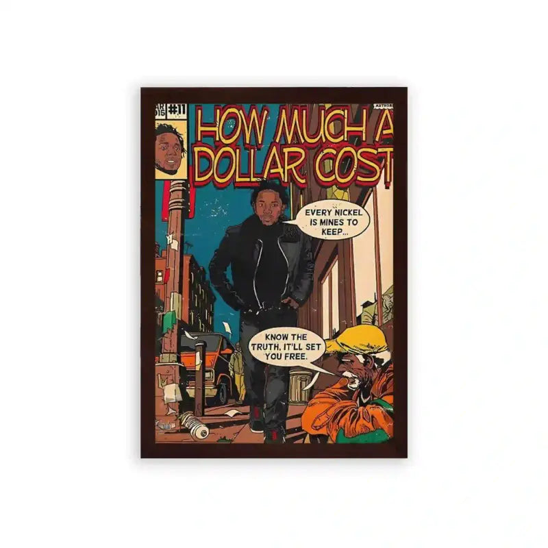 Kendrick Lamar 'How Much A Dollar Cost' Framed Poster Brown Premium Wood