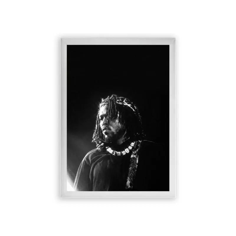 Kendrick Lamar 'Crown of Thorns' Framed Poster White Premium Wood