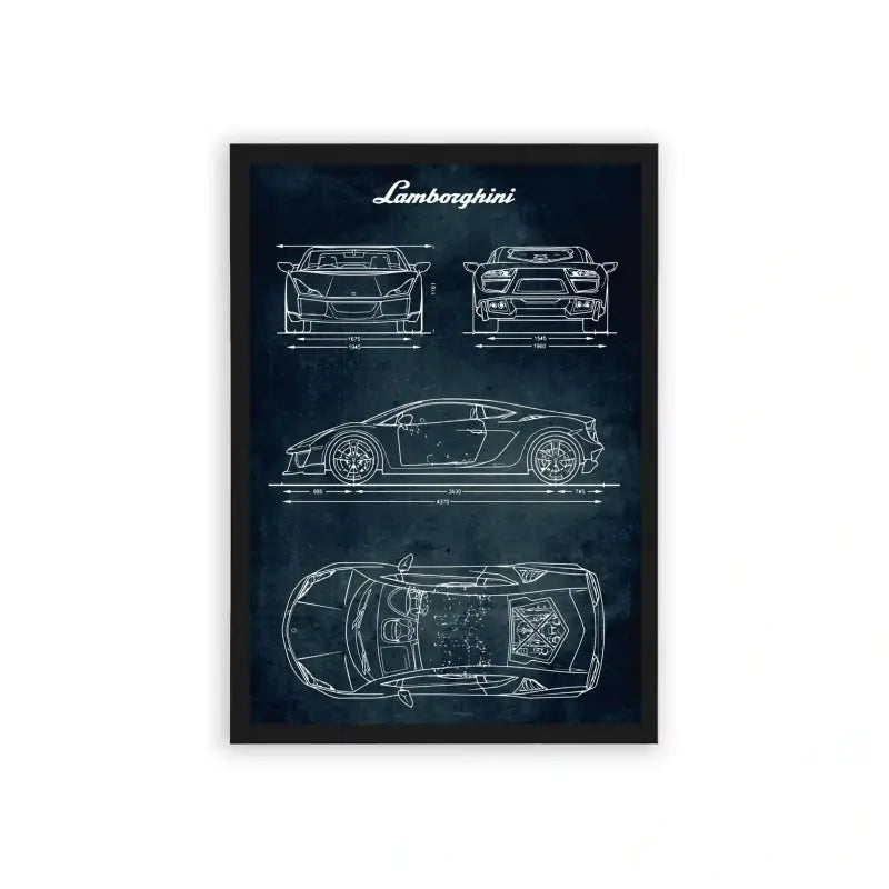 Lamborghini Aventador 'Blueprint of a Legend' Framed Poster Black Hard Fiber