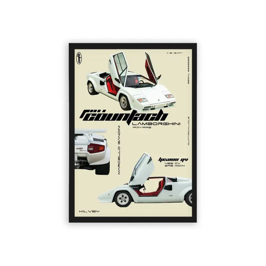 Lamborghini Countach 'Legacy' Framed Poster Black Hard Fiber