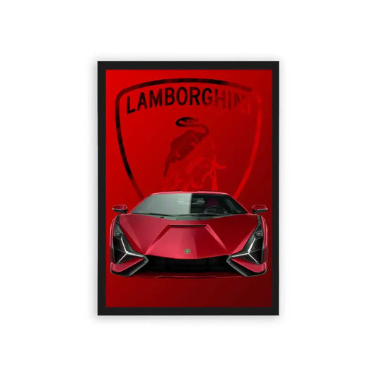 Lamborghini Sian 'Red Rush' Framed Poster Black Hard Fiber