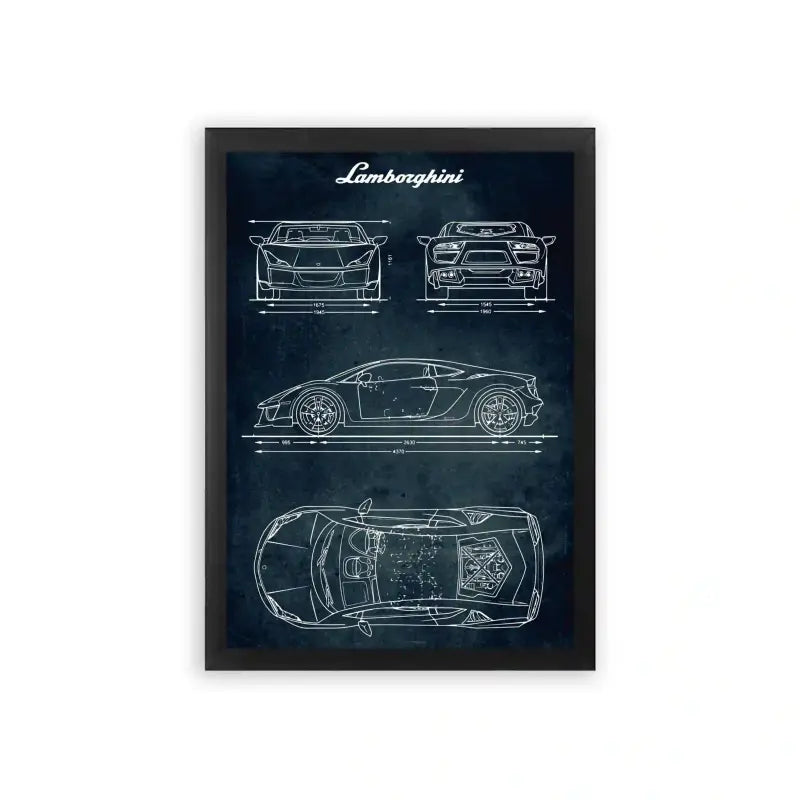 Lamborghini Aventador 'Blueprint of a Legend' Framed Poster Black Premium Wood