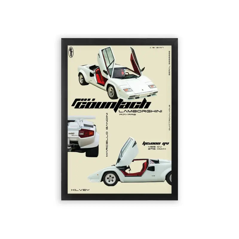 Lamborghini Countach 'Legacy' Framed Poster Black Premium Wood