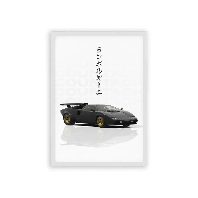 Lamborghini Countach 'Noir Speedster' Framed Poster White Hard Fiber