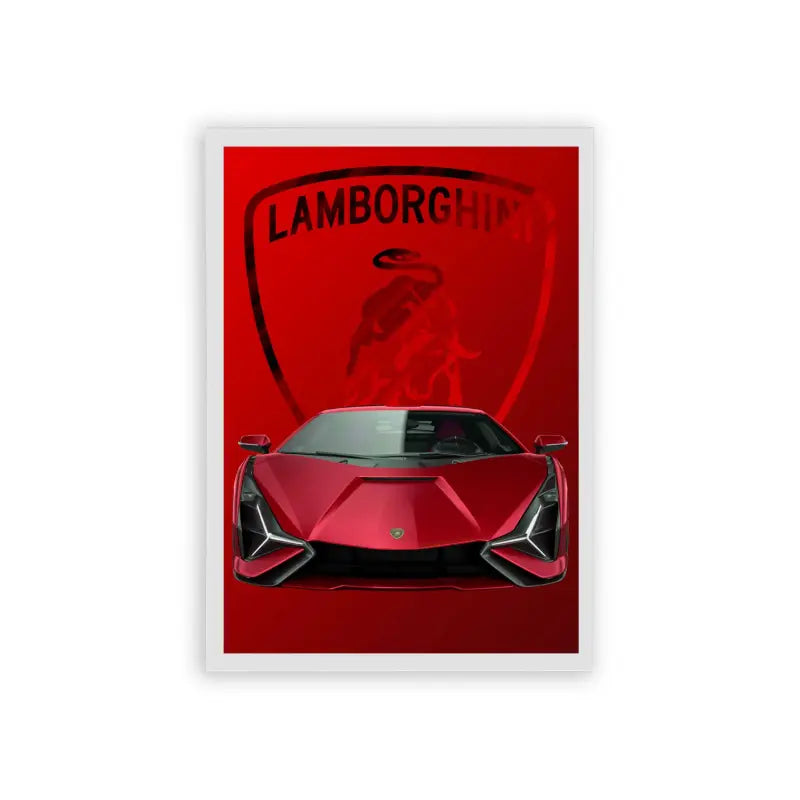 Lamborghini Sian 'Red Rush' Framed Poster White Hard Fiber