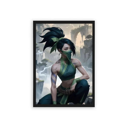 League of Legends Akali 'Veiled in the Wild' Framed Poster Black Hard Fiber