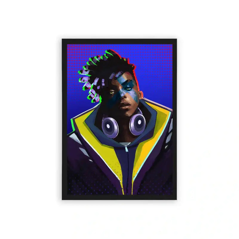 League of Legends Ekko 'Digital Soul' Framed Poster Black Hard Fiber