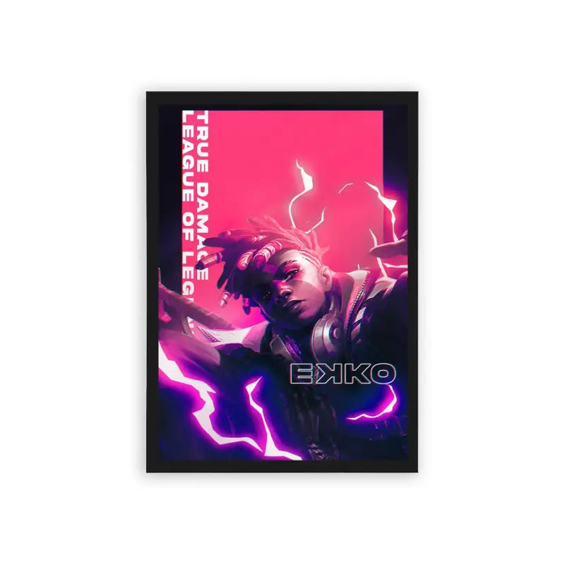 League of Legends Ekko 'True Damage' Framed Poster Black Hard Fiber