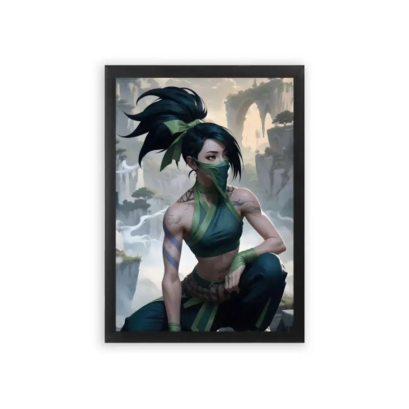 League of Legends Akali 'Veiled in the Wild' Framed Poster Black Premium Wood