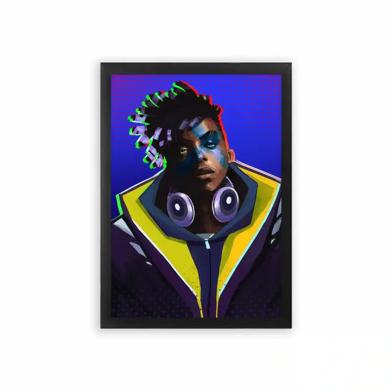 League of Legends Ekko 'Digital Soul' Framed Poster Black Premium Wood