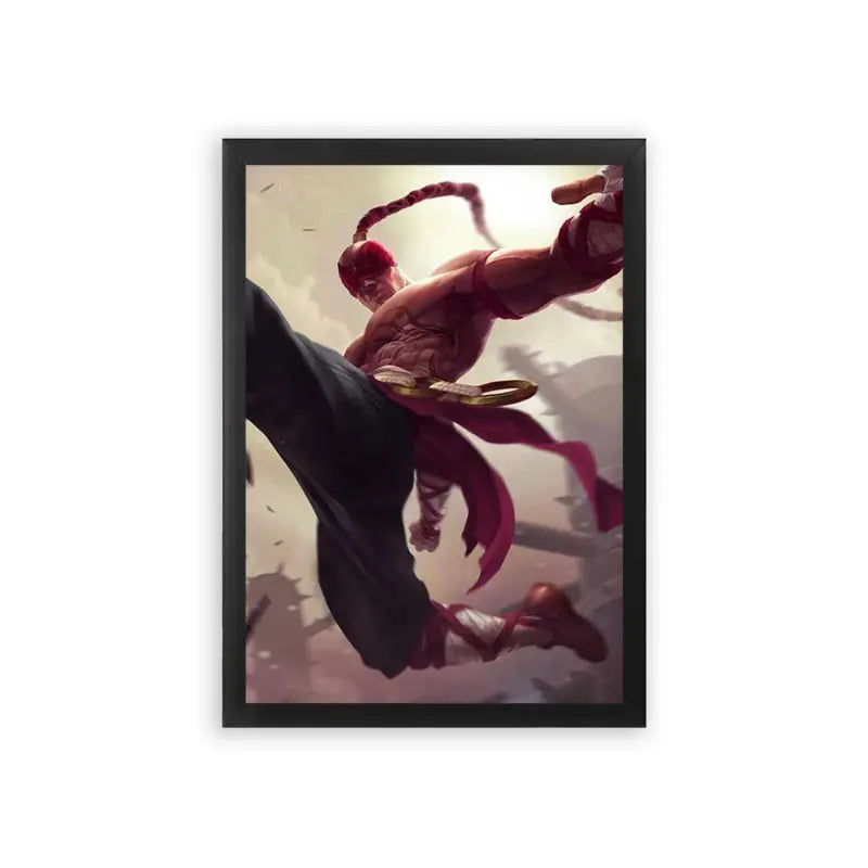 League of Legends Lee Sin 'Airborne Assault' Framed Poster Black Premium Wood