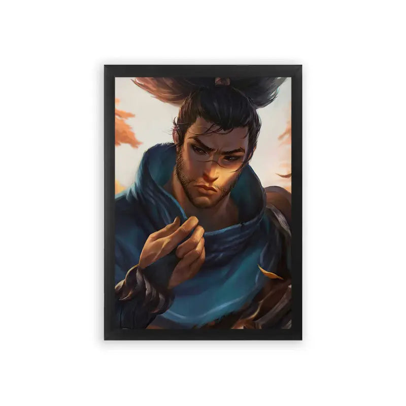 League of Legends Yasuo 'Will to Conquer' Framed Poster Black Premium Wood