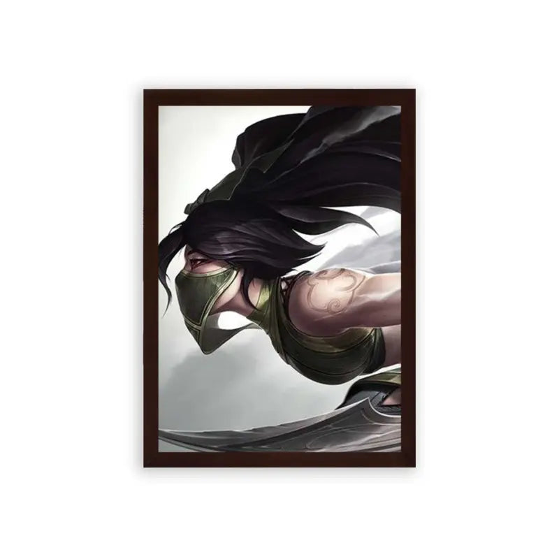 League of Legends Akali 'Windborne Watcher' Framed Poster Brown Premium Wood