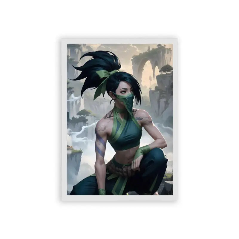 League of Legends Akali 'Veiled in the Wild' Framed Poster White Hard Fiber