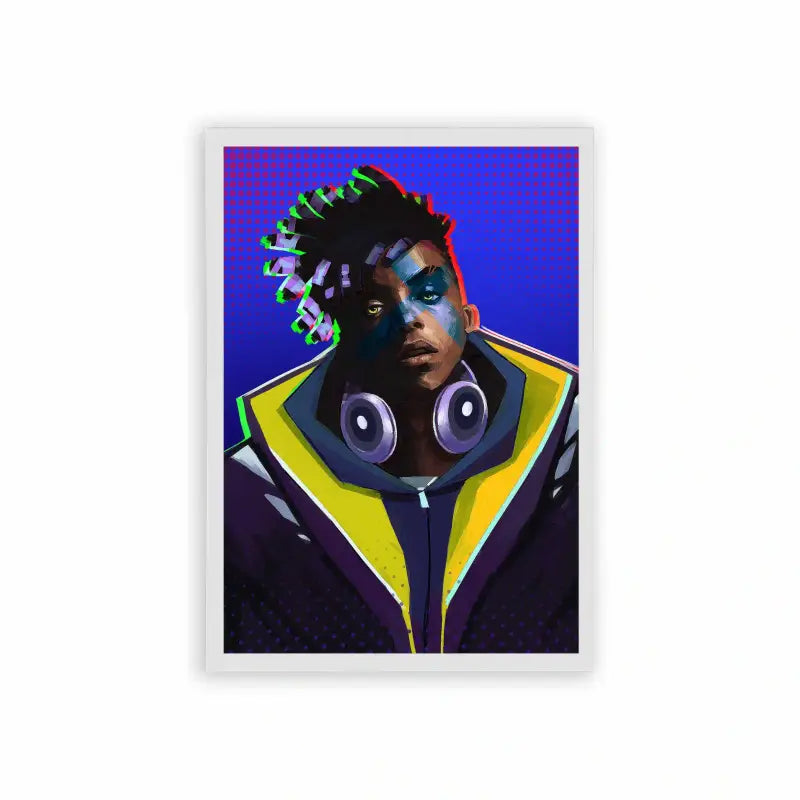 League of Legends Ekko 'Digital Soul' Framed Poster White Hard Fiber