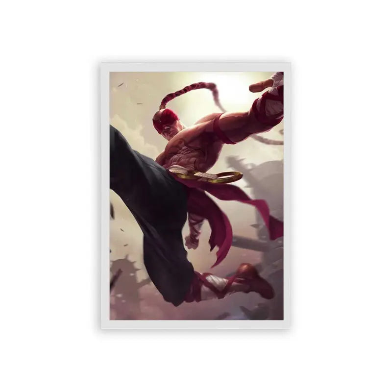 League of Legends Lee Sin 'Airborne Assault' Framed Poster White Hard Fiber