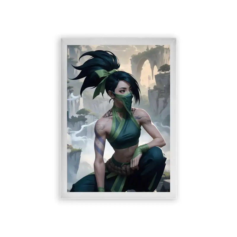 League of Legends Akali 'Veiled in the Wild' Framed Poster White Premium Wood