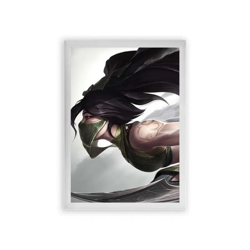 League of Legends Akali 'Windborne Watcher' Framed Poster White Premium Wood