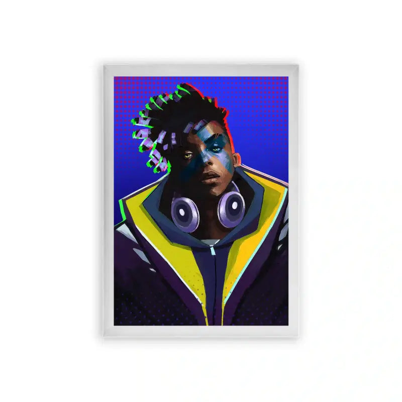 League of Legends Ekko 'Digital Soul' Framed Poster White Premium Wood