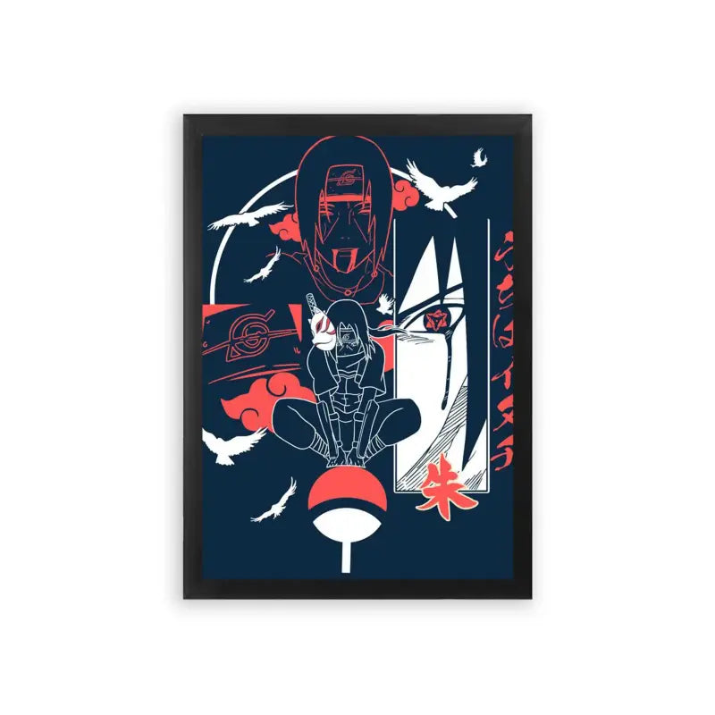 Naruto 'Shinobi Silhouette' Framed Poster Black Premium Wood